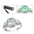 Mexican Hyalite Opal and Natural White Zircon Ring in Platinum Over Sterling Silver (Size 10.0) 2.60 ctw with Free UV Torch - Sticky add to cart bar