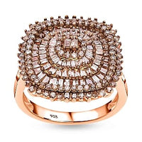 Natural Champagne Diamond 1.00 ctw Cluster Ring in Vermeil Rose Gold Over Sterling Silver (Size 9.0)