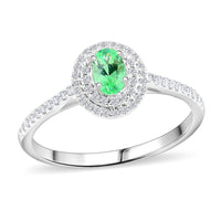 Doorbuster Certified & Appraised RHAPSODY 950 Platinum AAAA Paraiba Tourmaline and E-F VS Diamond Double Halo Ring 3.46 Grams 0.60 ctw