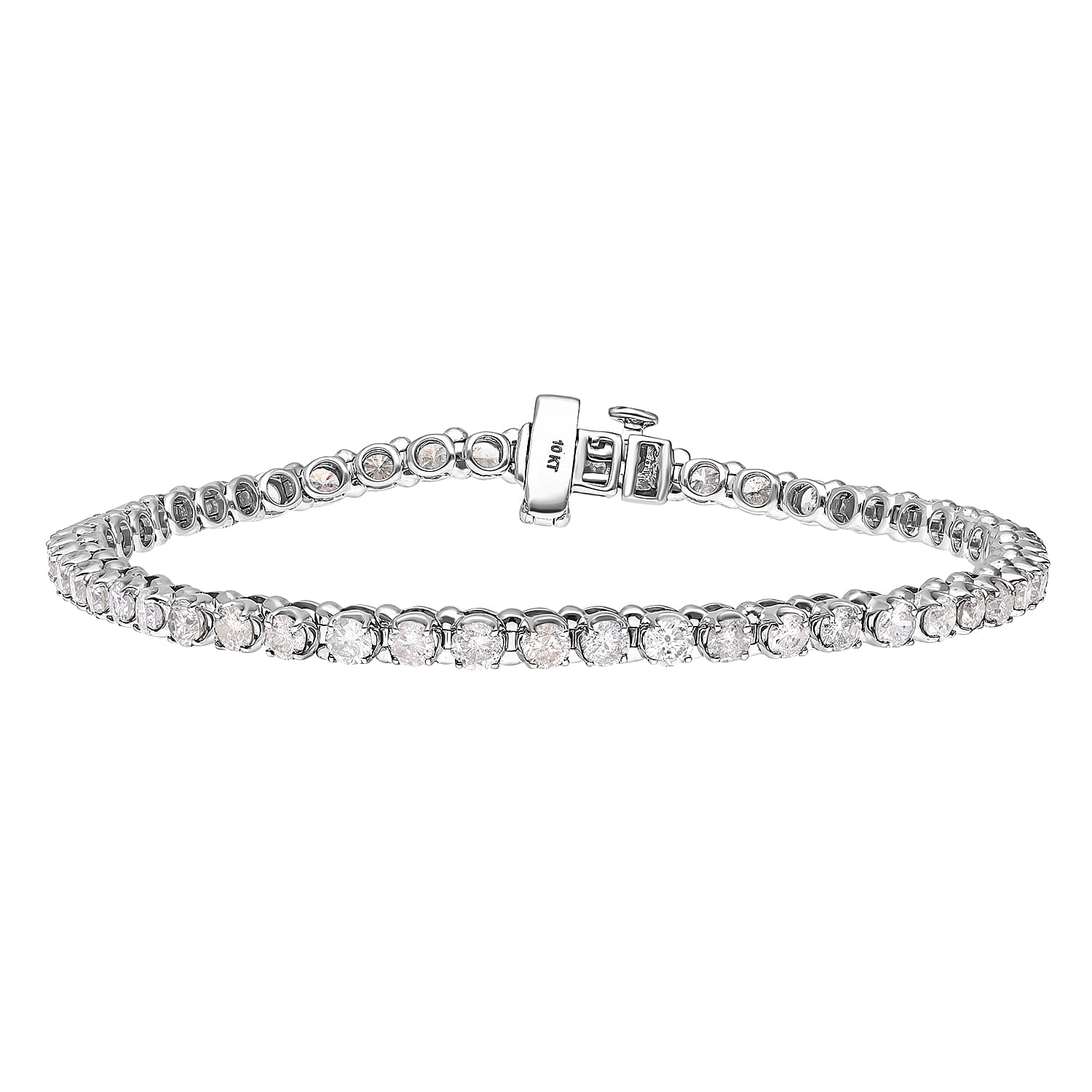 LUXORO 10K White Gold G-H I1-I2 Diamond Bracelet (7.25 In) 10.20 Grams 5.10 ctw