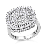 White Diamond Ring in Platinum Over Sterling Silver (Size 10.0) 1.00 ctw