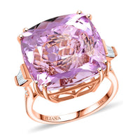 Doorbuster Certified & Appraised Iliana 18K Rose Gold AAA Martha Rocha Kunzite and G-H SI Diamond Ring (Size 8.0) 5.15 Grams 26.50 ctw