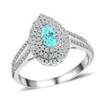 Doorbuster Certified & Appraised RHAPSODY 950 Platinum AAAA Paraiba Tourmaline and E-F VS Diamond Split Shank Double Halo Ring 5.46 Grams 0.70 ctw - Sticky add to cart bar