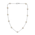 White Freshwater Pearl Station Necklace 18 Inches in Sterling Silver - Sticky add to cart bar
