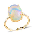Certified & Appraised LUXORO 14K Yellow Gold AAA Ethiopian Welo Opal and G-H I2 Diamond Ring 2.55 Grams 4.40 ctw - Sticky add to cart bar