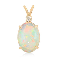 Ankur Treasure Chest Certified & Appraised Luxoro 14K Yellow Gold AAA Ethiopian Welo Opal and G-H I2 Diamond Pendant 3.60 ctw