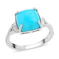 Doorbuster LUXORO 14K White Gold AAA American Natural Sleeping Beauty Turquoise and G-H I2 Diamond Ring 2.75 Grams 3.20 ctw - Sticky add to cart bar