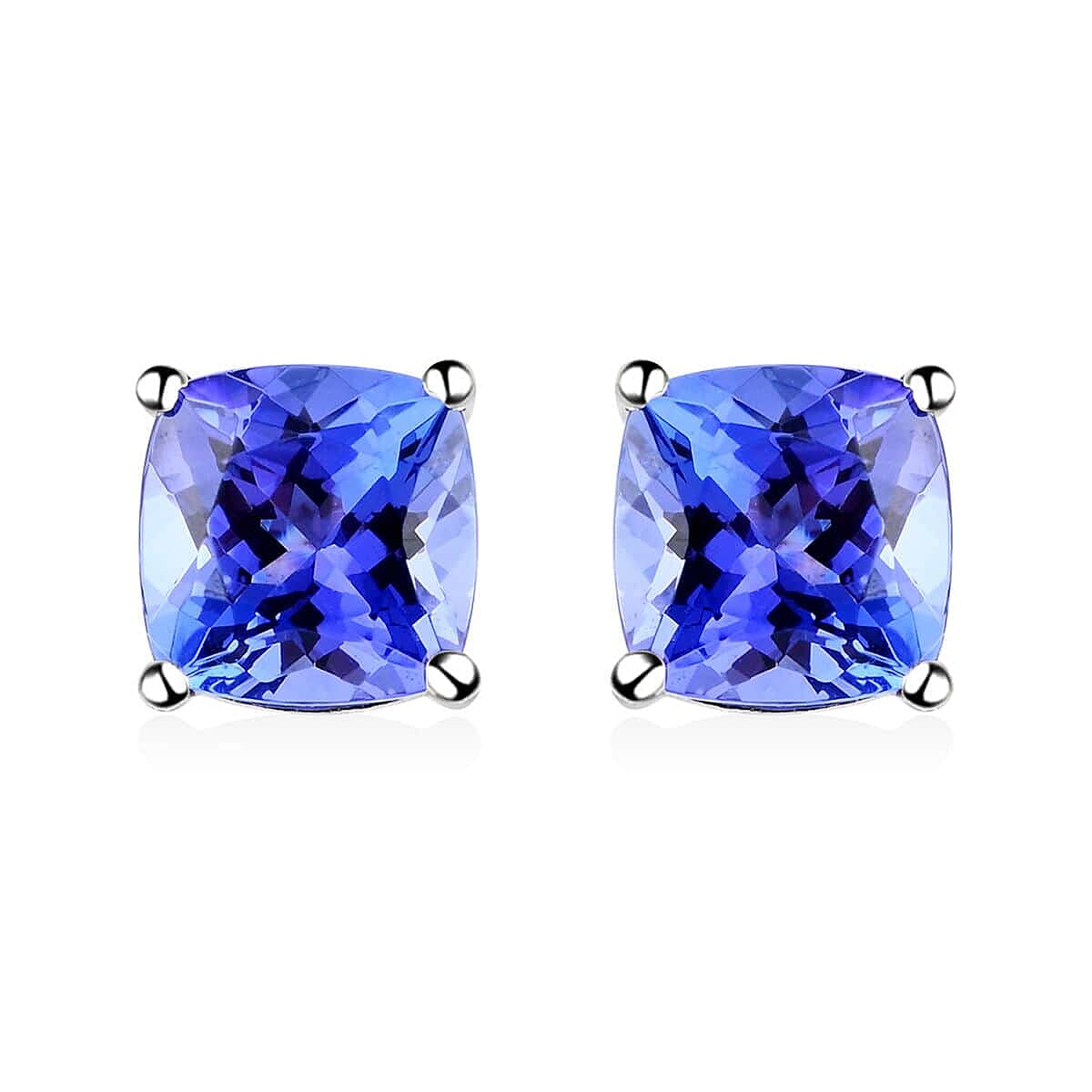 Certified & Appraised Rhapsody 950 Platinum AAAA Tanzanite Earrings, Platinum Solitaire Earrings, Tanzanite Studs 2.10 ctw