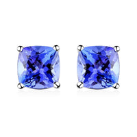 Certified & Appraised Rhapsody 950 Platinum AAAA Tanzanite Earrings, Platinum Solitaire Earrings, Tanzanite Studs 2.10 ctw