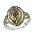 TLV Green Diamond (IR) Ring in Rhodium and Platinum Over Sterling Silver (Size 7.0) 1.00 ctw - Sticky add to cart bar