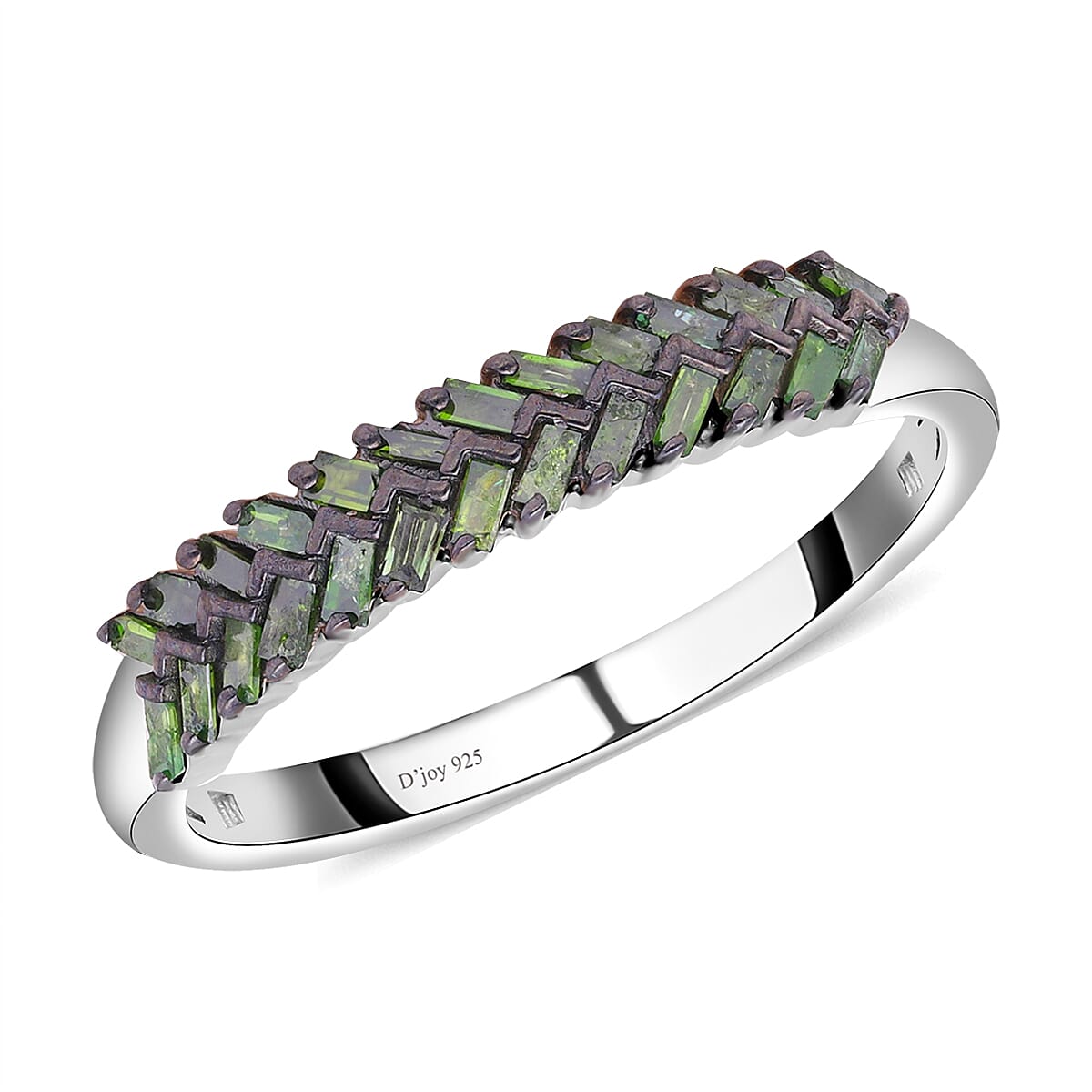 Green Diamond Ring in Rhodium & Platinum Over Sterling Silver 0.33 ctw
