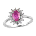 Premium Montepuez Ruby and Natural White Zircon Sunburst Ring in Platinum Over Sterling Silver 1.30 ctw - Sticky add to cart bar