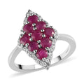 Premium Montepuez Ruby and Natural White Zircon Ring in Platinum Over Sterling Silver 1.70 ctw - Sticky add to cart bar