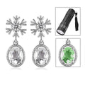 Mexican Hyalite Opal and Moissanite Snow Flake Earrings in Platinum Over Sterling Silver 2.35 ctw with Free UV Flash Light - Sticky add to cart bar