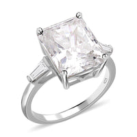 Crushed Ice Cut Moissanite Ring in Rhodium Over Sterling Silver 7.50 ctw