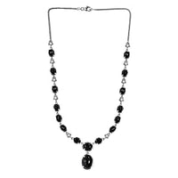 Black Star Diopside and White Zircon Cluster 45.48 ctw Necklace in Platinum Over Sterling Silver 18 Inches
