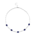 Lapis Lazuli Paper Clip Station Necklace 18-20 Inches in Stainless Steel 30.00 ctw - Sticky add to cart bar