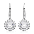 Shield Cut Moissanite Floral Earrings in Rhodium Over Sterling Silver 2.00 ctw - Sticky add to cart bar