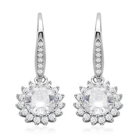 Shield Cut Moissanite Floral Earrings in Rhodium Over Sterling Silver 2.00 ctw