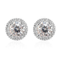 100 Facet Moissanite Halo Stud Earrings in Vermeil Yellow Gold Over Sterling Silver 2.60 ctw - Sticky add to cart bar