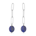 Lapis Lazuli Paper Clip Earrings in Stainless Steel 12.00 ctw - Sticky add to cart bar