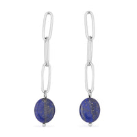 Lapis Lazuli Paper Clip Earrings in Stainless Steel 12.00 ctw