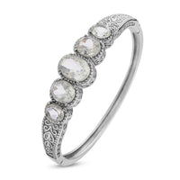 Montezuma Prasiolite 5 Stone Bangle Bracelet in Stainless Steel (7.50 In) 30.00 ctw , Tarnish-Free, Waterproof, Sweat Proof Jewelry