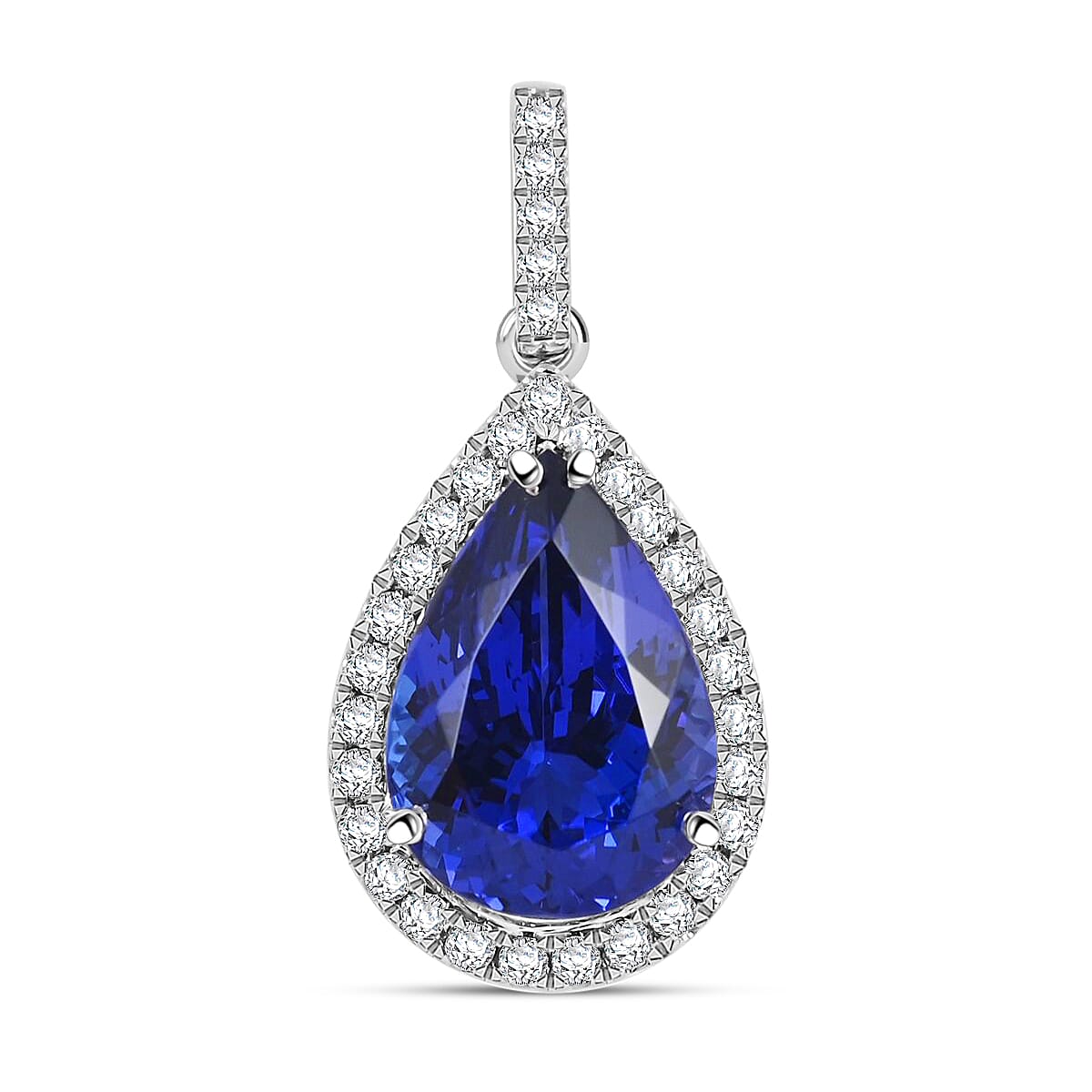 Certified and Appraised Rhapsody 950 Platinum AAAA Tanzanite and E-F VS Diamond Pendant 4.14 Grams 5.75 ctw