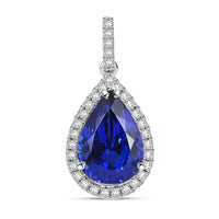 Certified and Appraised Rhapsody 950 Platinum AAAA Tanzanite and E-F VS Diamond Pendant 4.14 Grams 5.75 ctw