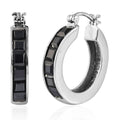 Thai Black Spinel 6.25 ctw Hoop Earrings in Stainless Steel, Tarnish-Free, Waterproof, Sweat Proof Jewelry - Sticky add to cart bar