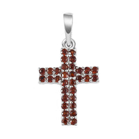 KARIS Natural Thai Black Spinel Cross Pendant in Platinum Bond 0.30 ctw