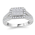 NY Closeout 10K White Gold Diamond I I2 Halo Split Ring 4.60 Grams 1.00 ctw - Sticky add to cart bar