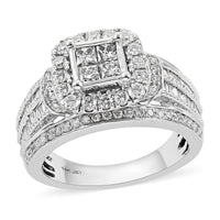 NY Closeout 14K White Gold Diamond H-I I2 Halo Ring 7.50 Grams 1.60 ctw