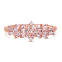 Luxoro I3 Natural Pink Diamond 0.50 ctw Art Deco Cluster Ring in 10K Rose Gold