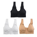 Miracle Bamboo Beyond Comfort Bra Set of 3 Front Closure Bras - Black, Beige and White - Size L - Sticky add to cart bar
