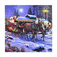 Multi Color Canvas 3-LED Santa and Sleigh Christmas Painting (2xAA Battery Not Included)