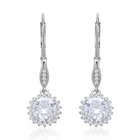 Shield Cut Moissanite Sunburst Earrings in Rhodium Over Sterling Silver 3.00 ctw