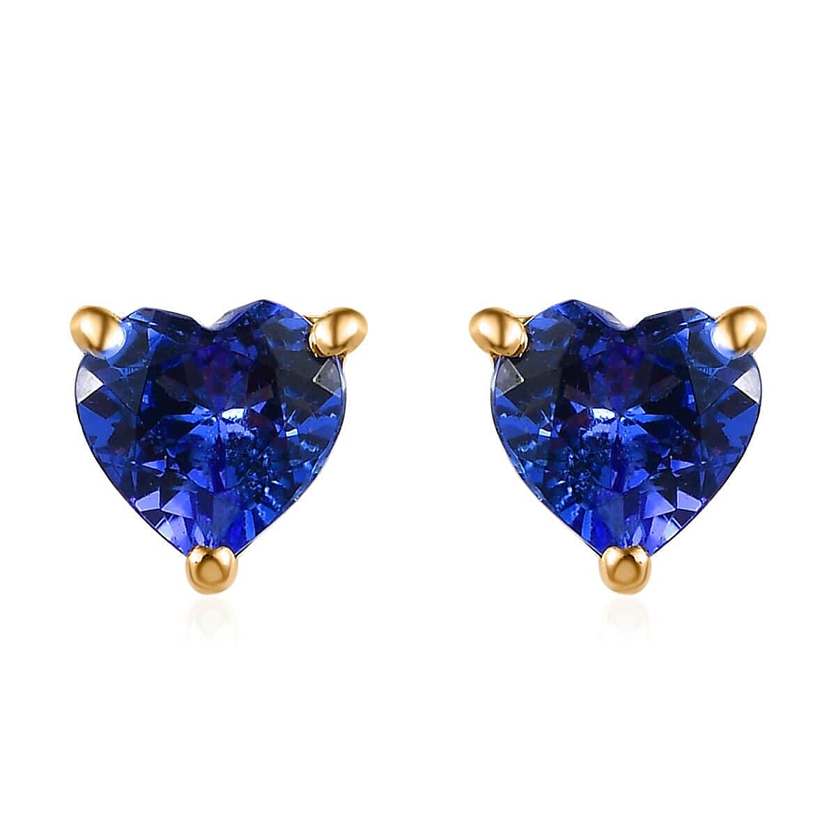 Luxoro 10K Yellow Gold AAA Tanzanite Solitaire Stud Earrings 0.90 ctw