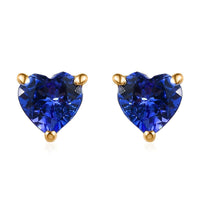 Luxoro 10K Yellow Gold AAA Tanzanite Solitaire Stud Earrings 0.90 ctw
