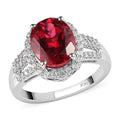 Lab Created Padparadscha Sapphire and Natural White Zircon Ring in Platinum Over Sterling Silver (Size 10.0) 6.00 ctw - Sticky add to cart bar