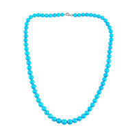 Certified and Appraised AAAA Sleeping Beauty Turquoise 110.00 ctw Necklace, 950 Platinum Necklace, Round Bead Necklace, Single Strand Necklace, Birthday Gifts, 18 Inch Necklace