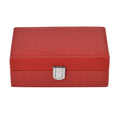 Red Woven Embossed Faux Leather Jewelry box with Mirror and Lock (6.5"x4.1"x2.4") - Sticky add to cart bar