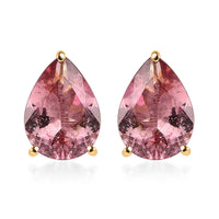 Luxoro 10K Yellow Gold AA Morro Redondo Pink Tourmaline Solitaire Stud Earrings 2.00 ctw