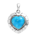 Artisan Crafted Blue Ridge Turquoise Heart Pendant in Sterling Silver 8.25 ctw - Sticky add to cart bar