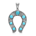 Artisan Crafted Blue Ridge Turquoise Horseshoe Pendant in Sterling Silver 6.00 ctw - Sticky add to cart bar