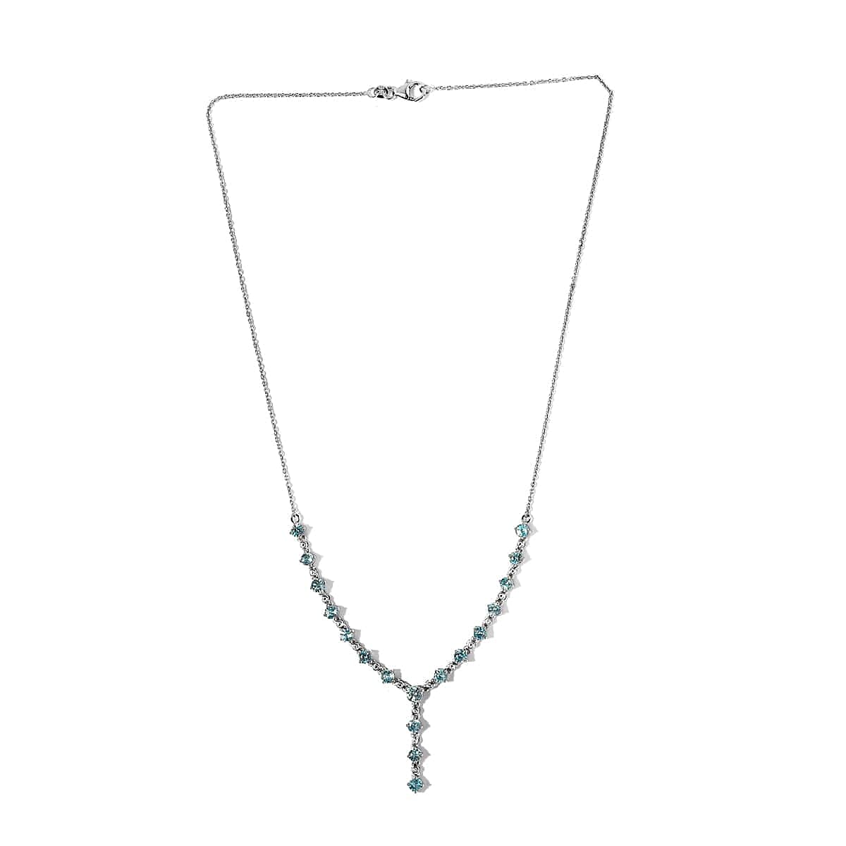 Premium Cambodian Blue Zircon and White Zircon Necklace 20 Inches in Platinum Over Sterling Silver 7.50 ctw