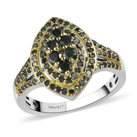 Green Diamond Ring in Rhodium and Platinum Over Sterling Silver 1.00 ctw