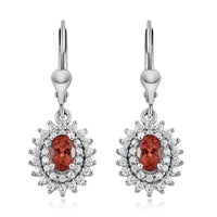 Red Rose Apatite and White Zircon Lever Back Earrings in Platinum Over Sterling Silver 2.00 ctw