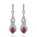 Red Apatite and White Zircon Dangling Earrings in Platinum Over Sterling Silver 1.40 ctw - Sticky add to cart bar