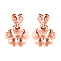Rhodium Over Sterling Silver Heart and Flower Inspired Earring Lifter Push Backs